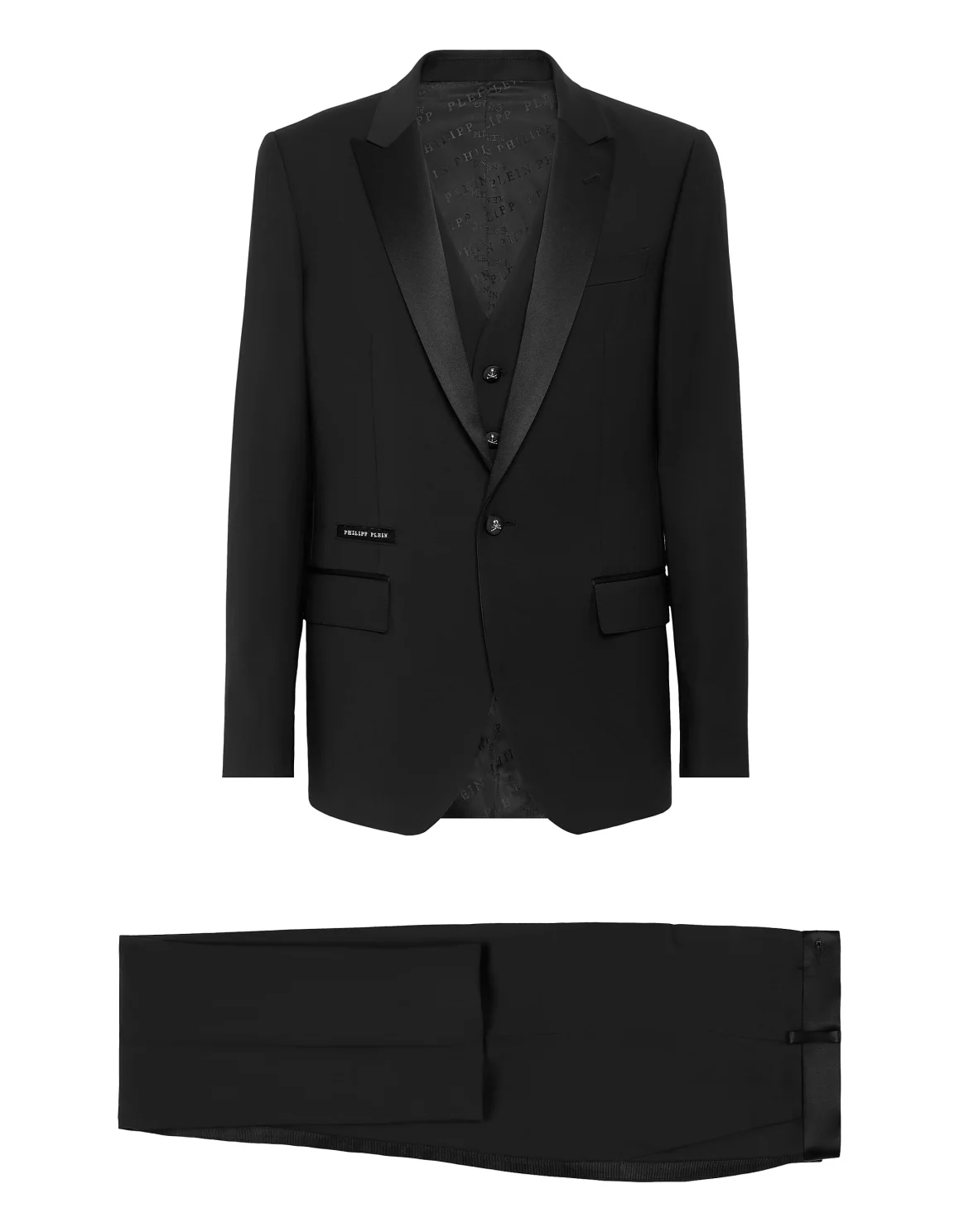 Light Wool Tuxedo Suit: Blazer/Gilet/Trousers, цвет: Черный
