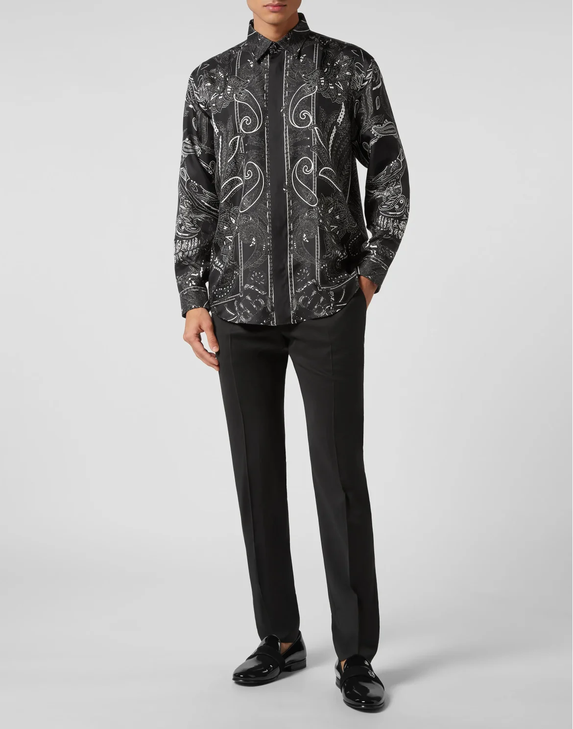 Silk Shirt Dandy Fit Paisley Foulard, цвет: Черный