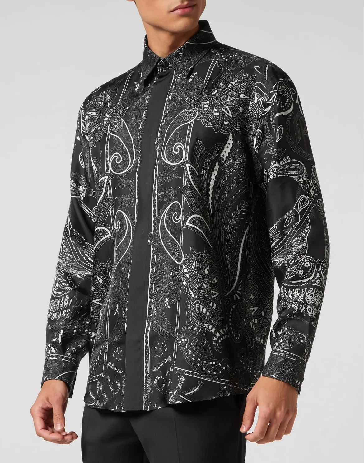 Silk Shirt Dandy Fit Paisley Foulard, цвет: Черный