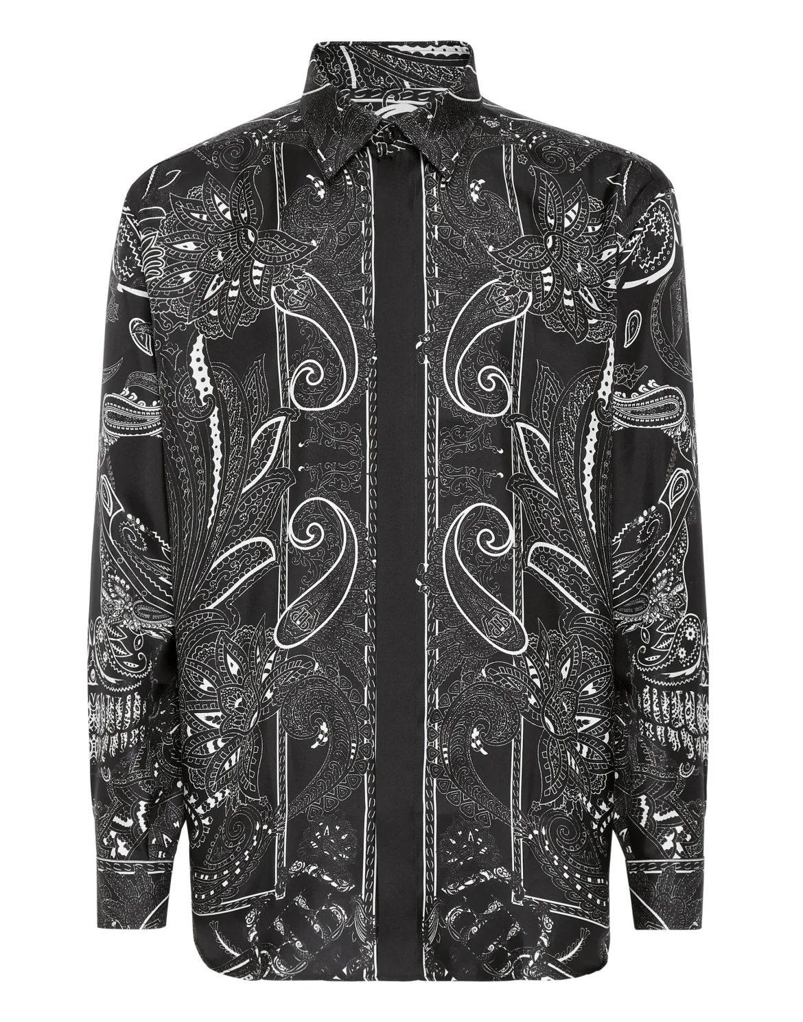 Silk Shirt Dandy Fit Paisley Foulard, цвет: Черный