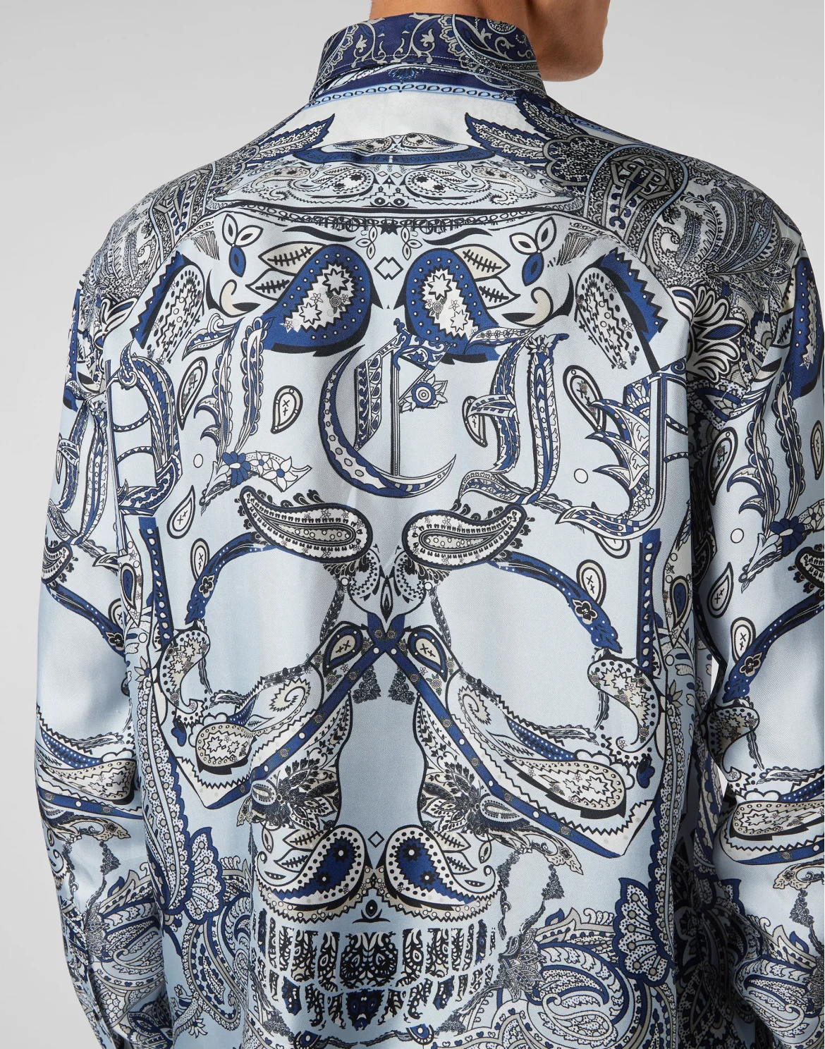 Silk Shirt Dandy Fit Paisley Foulard, цвет: Голубой
