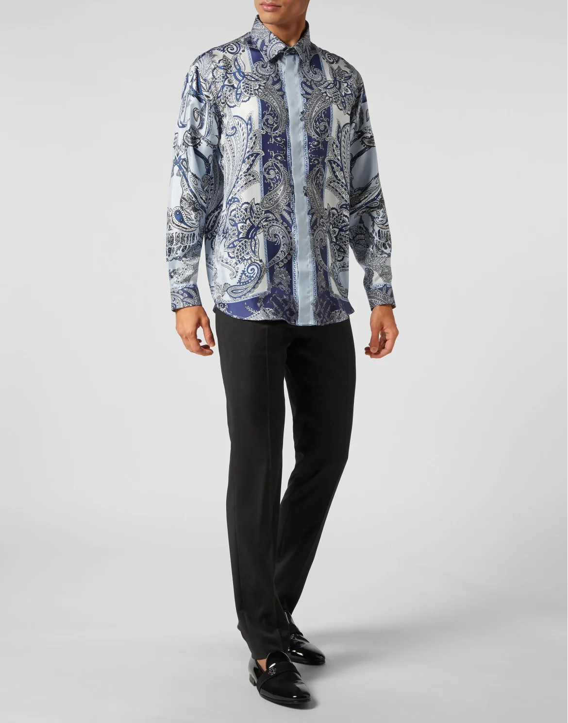 Silk Shirt Dandy Fit Paisley Foulard, цвет: Голубой