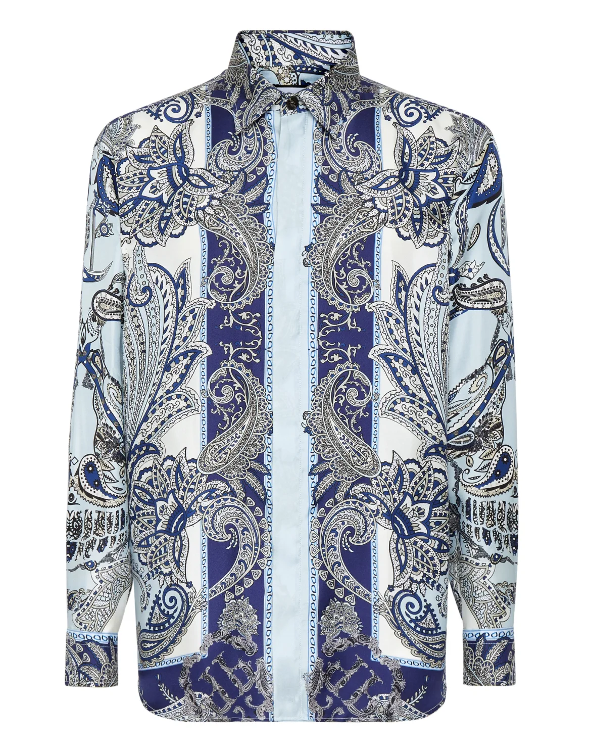 Silk Shirt Dandy Fit Paisley Foulard, цвет: Голубой