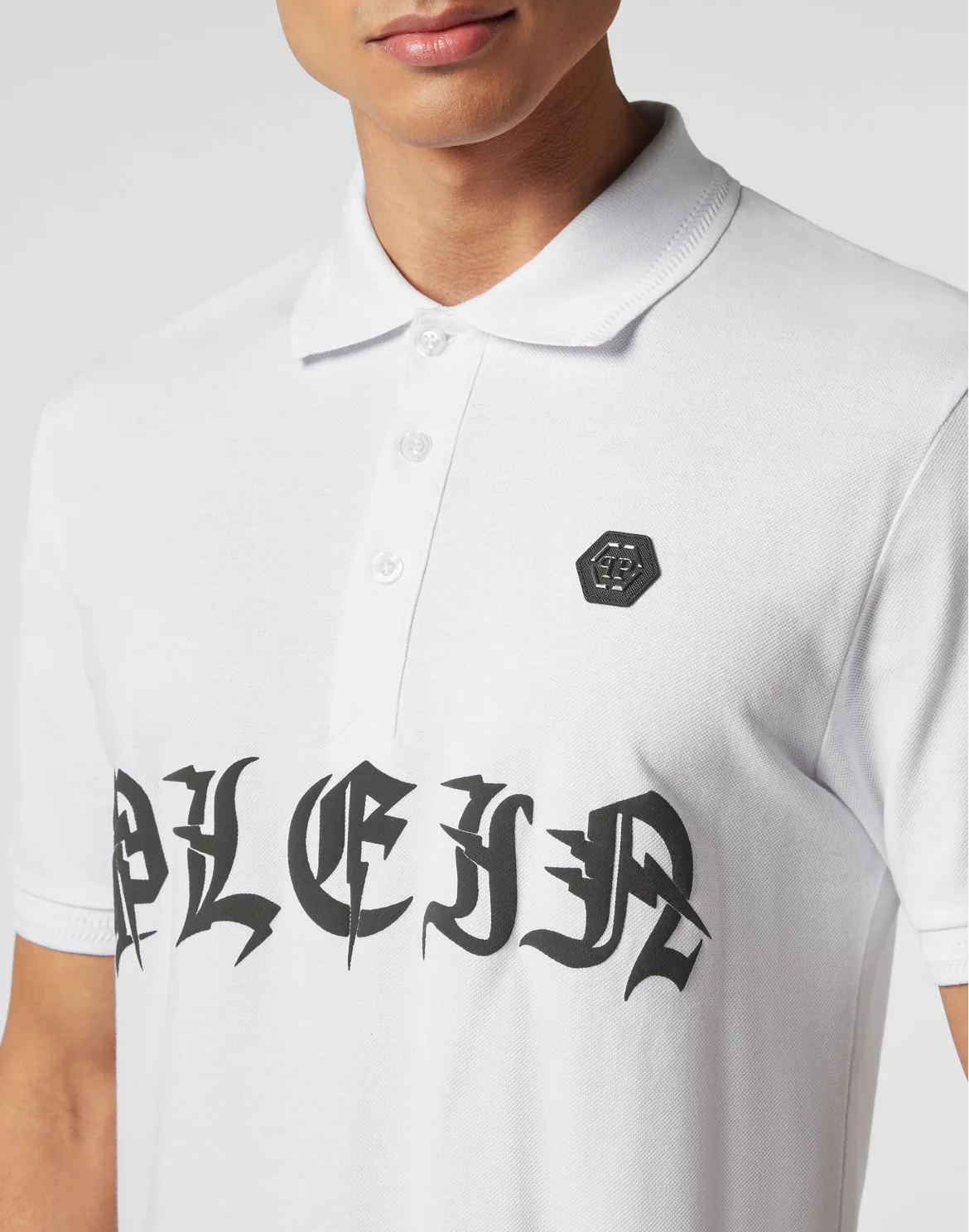 Slim Fit Piquet Polo Shirt SS Gothic Plein, цвет: Белый
