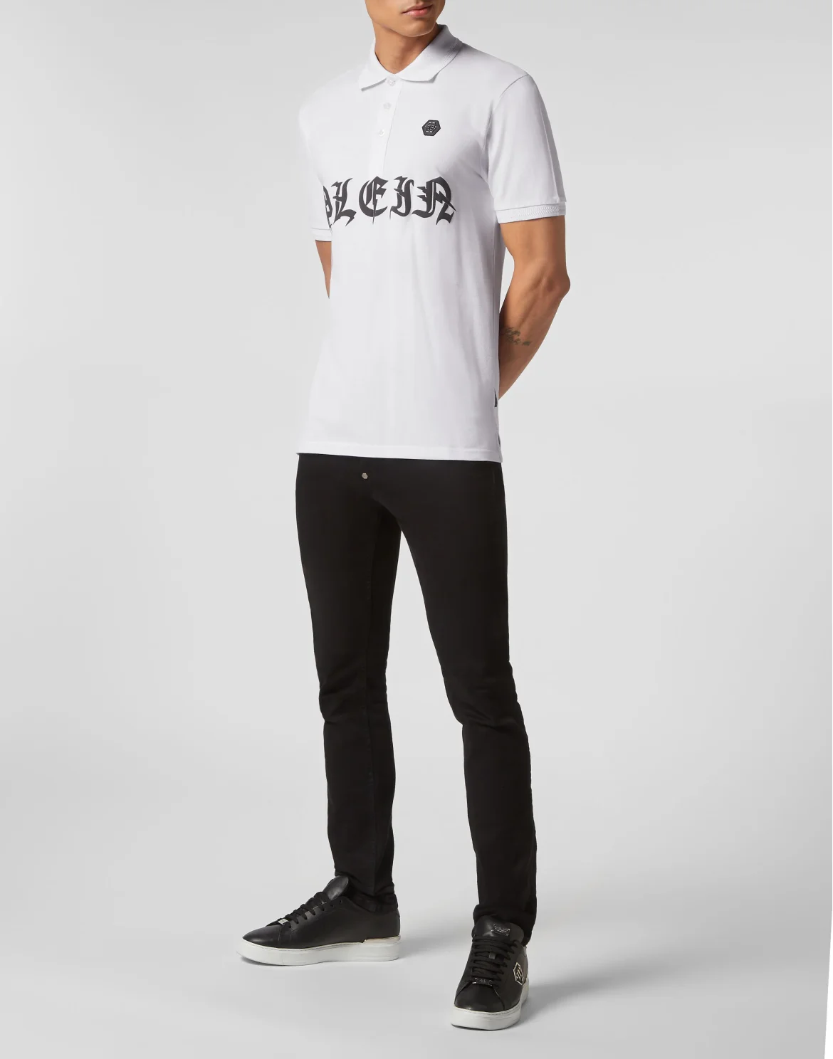 Slim Fit Piquet Polo Shirt SS Gothic Plein, цвет: Белый