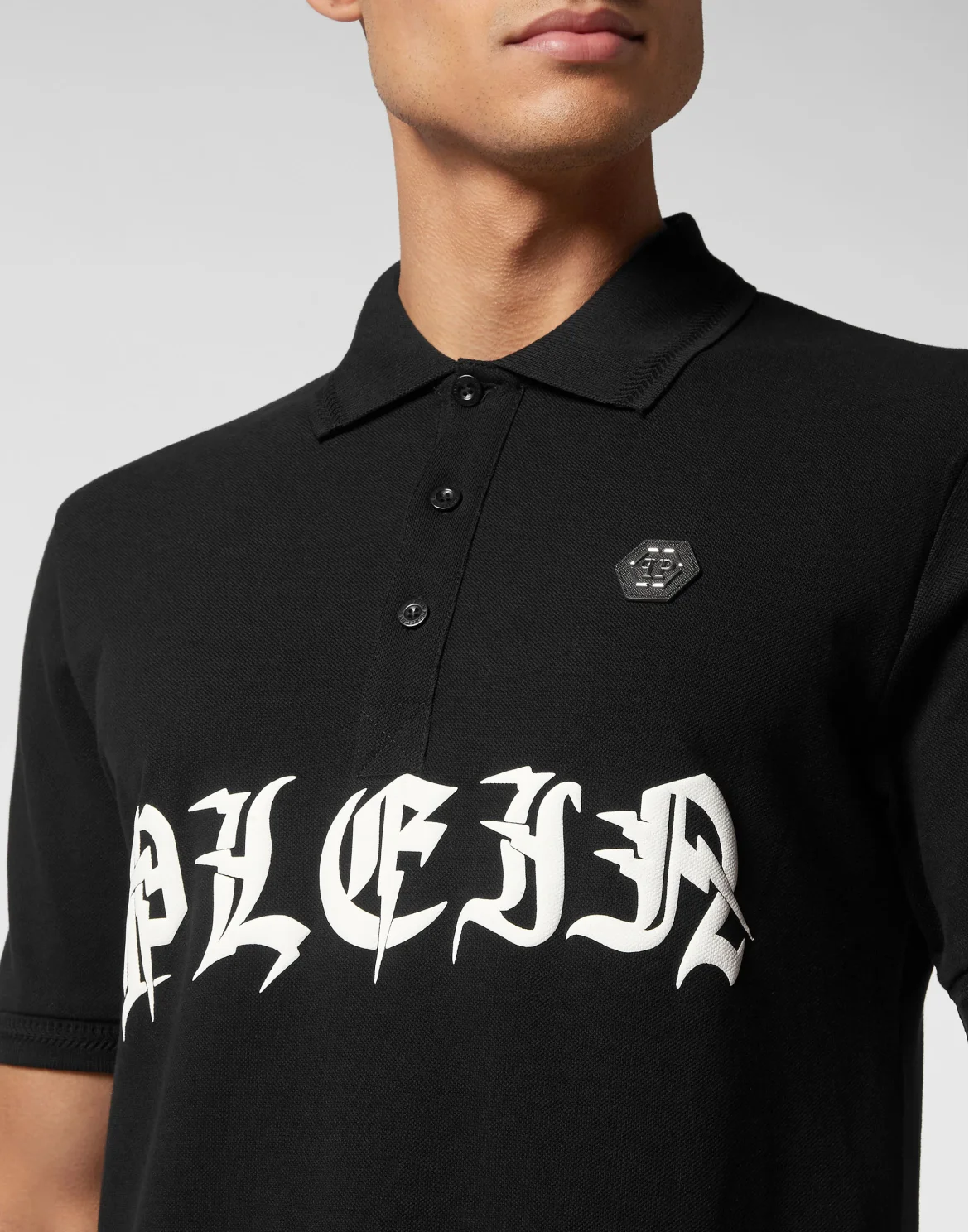 Slim Fit Piquet Polo Shirt SS Gothic Plein, цвет: Черный