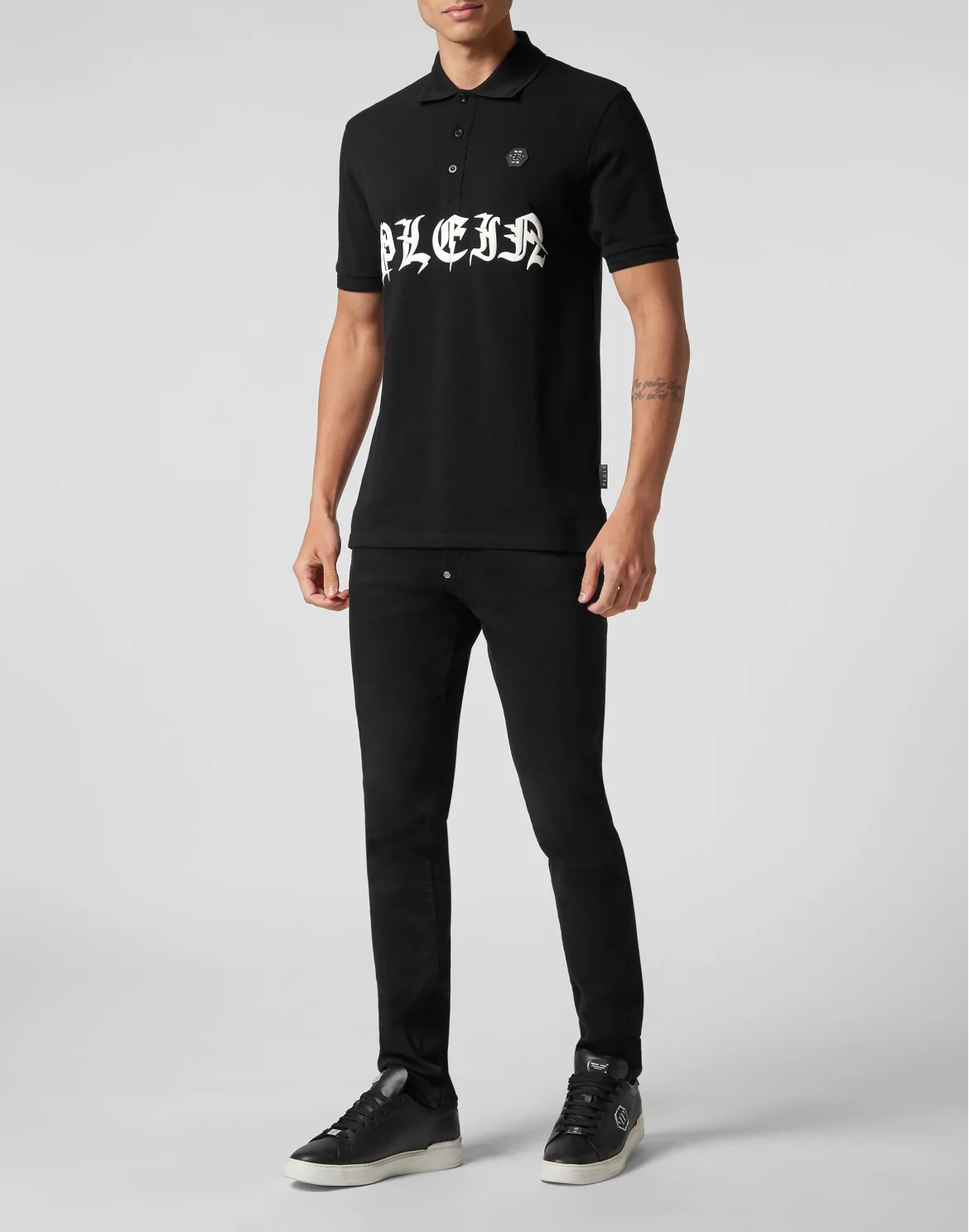 Slim Fit Piquet Polo Shirt SS Gothic Plein, цвет: Черный