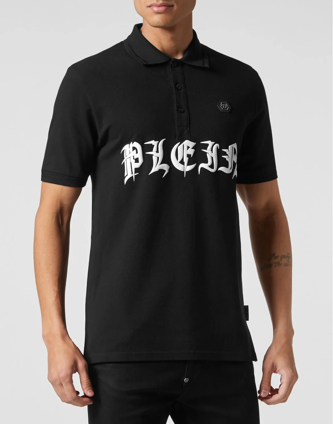 Slim Fit Piquet Polo Shirt SS Gothic Plein, цвет: Черный