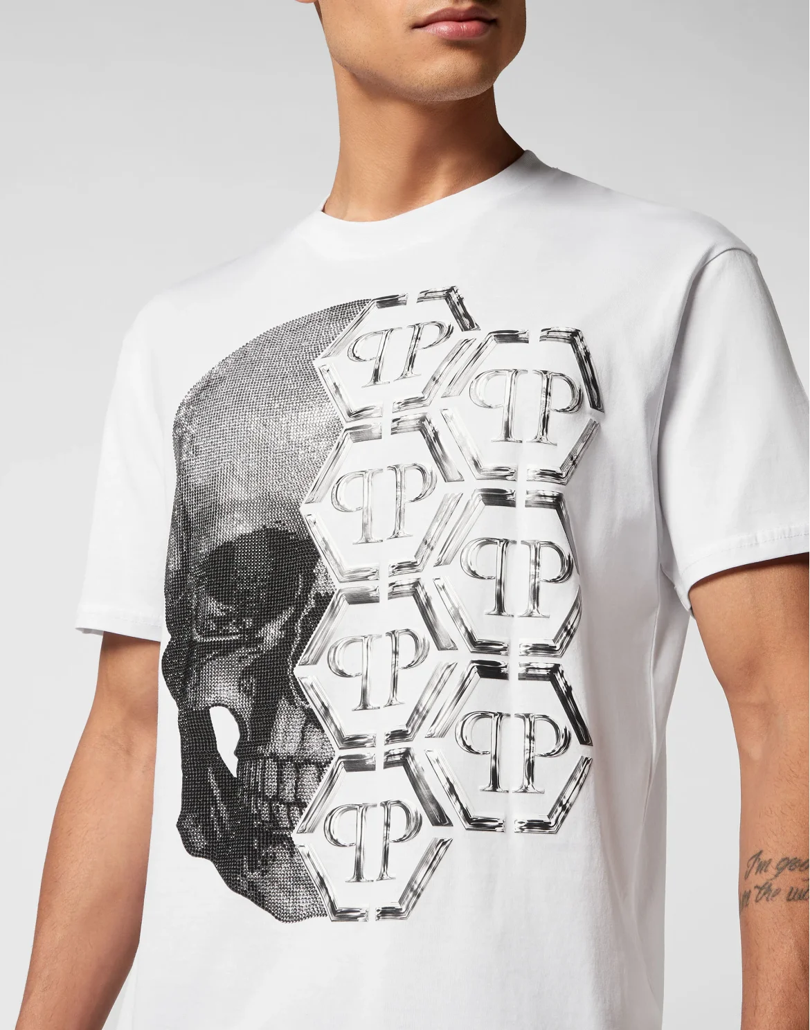 T-shirt Round Neck SS Skull and Plein, цвет: Белый