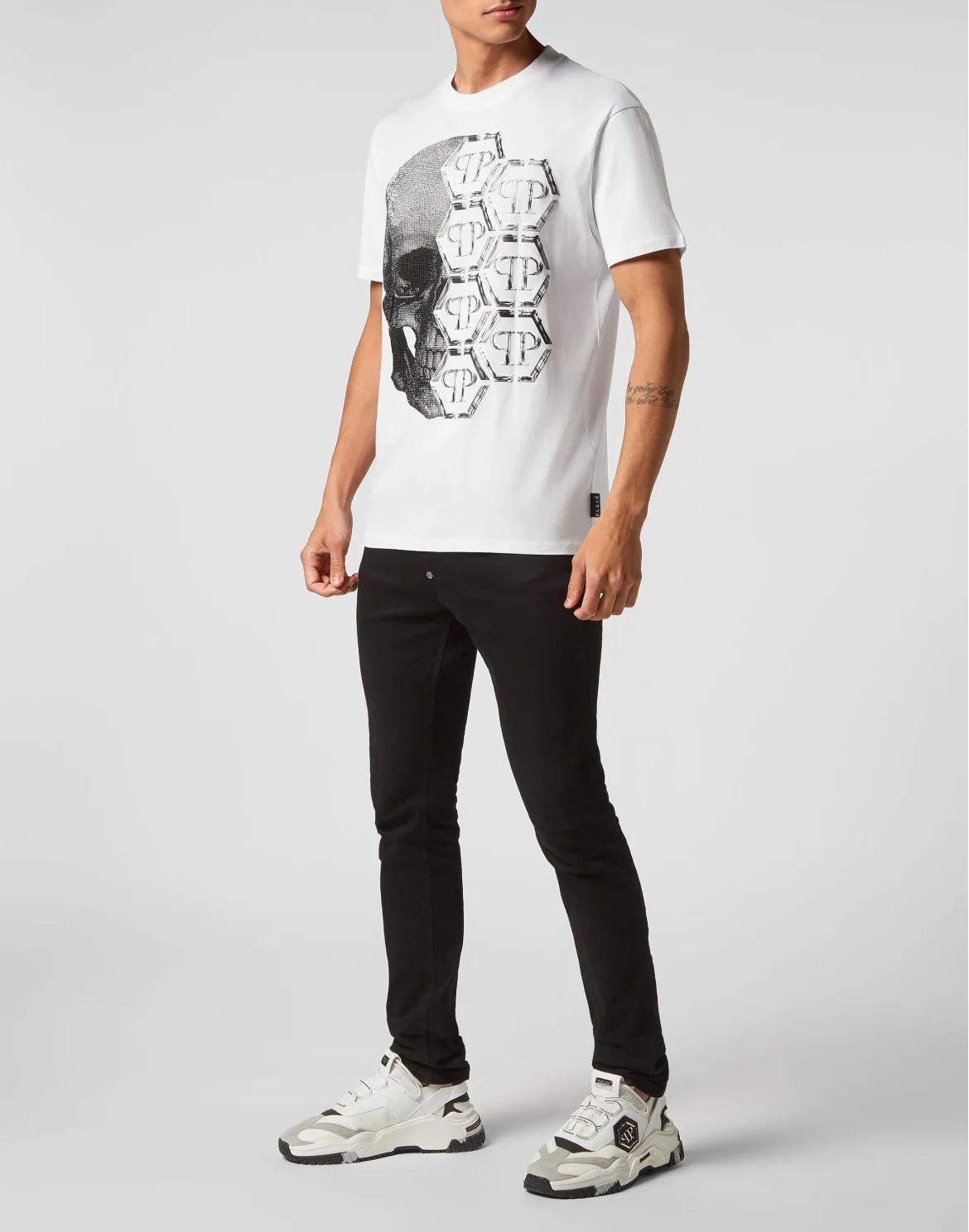 T-shirt Round Neck SS Skull and Plein, цвет: Белый