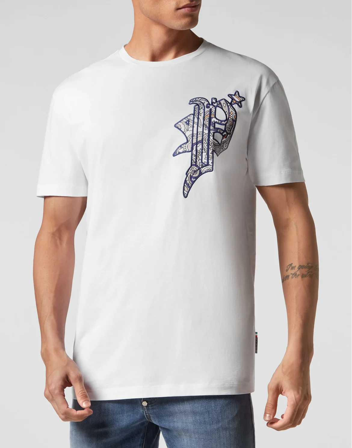 T-shirt Round Neck SS Paisley Gothic Plein, цвет: Белый