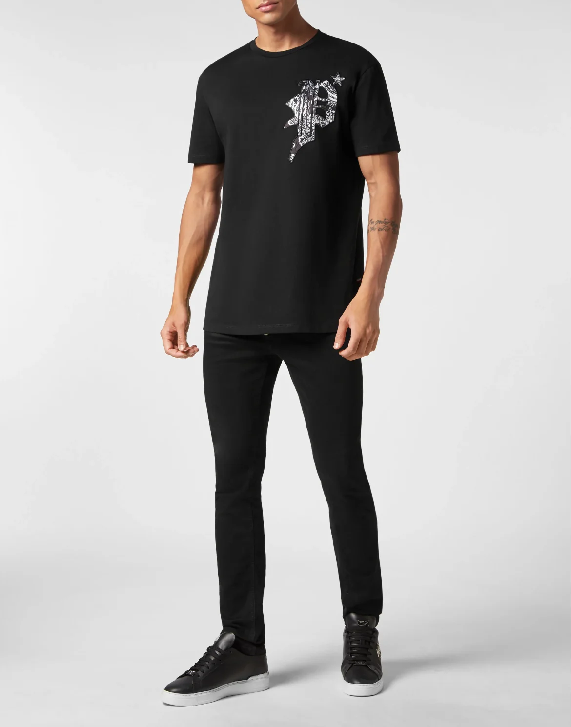 T-shirt Round Neck SS Paisley Gothic Plein, цвет: Черный