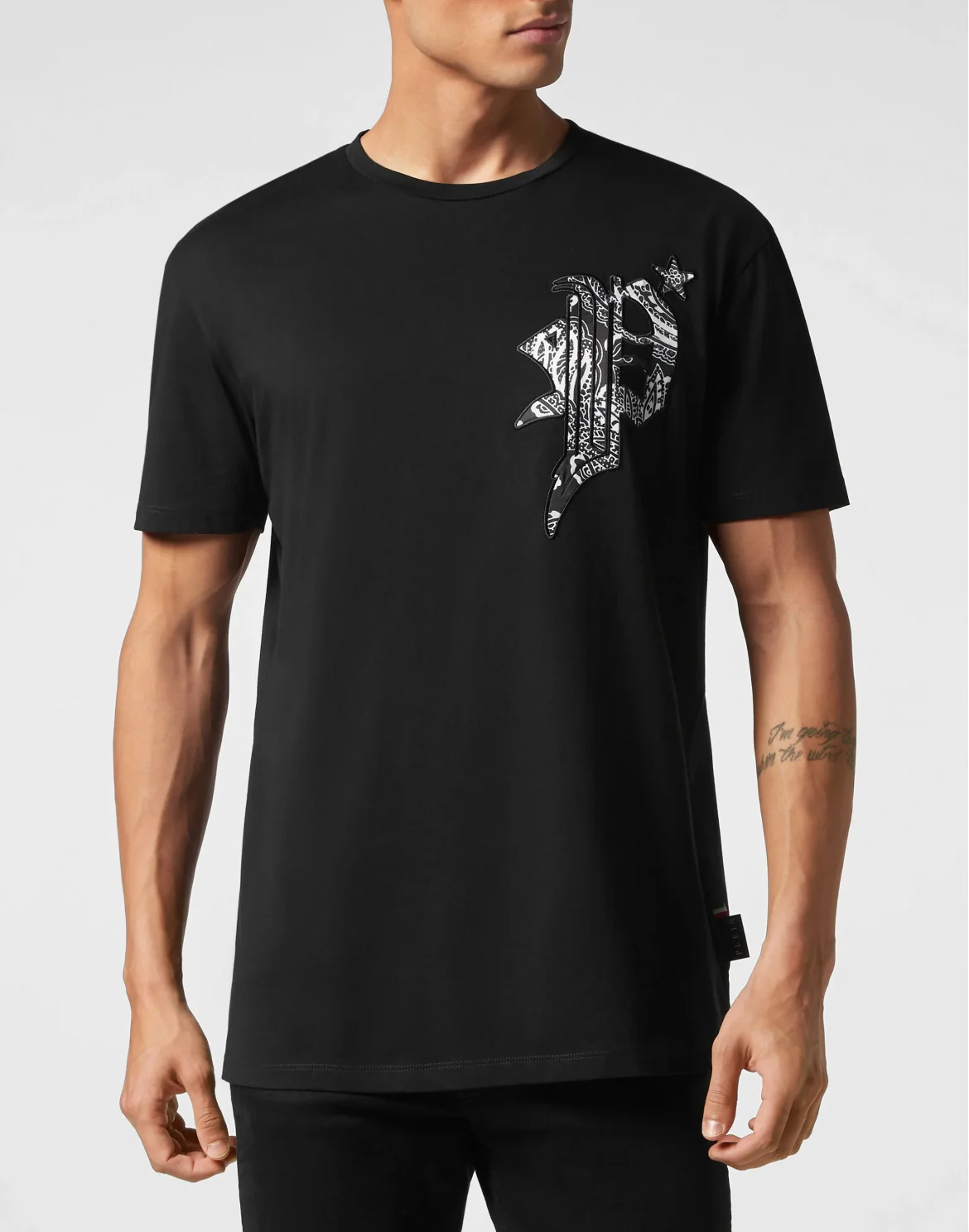 T-shirt Round Neck SS Paisley Gothic Plein, цвет: Черный