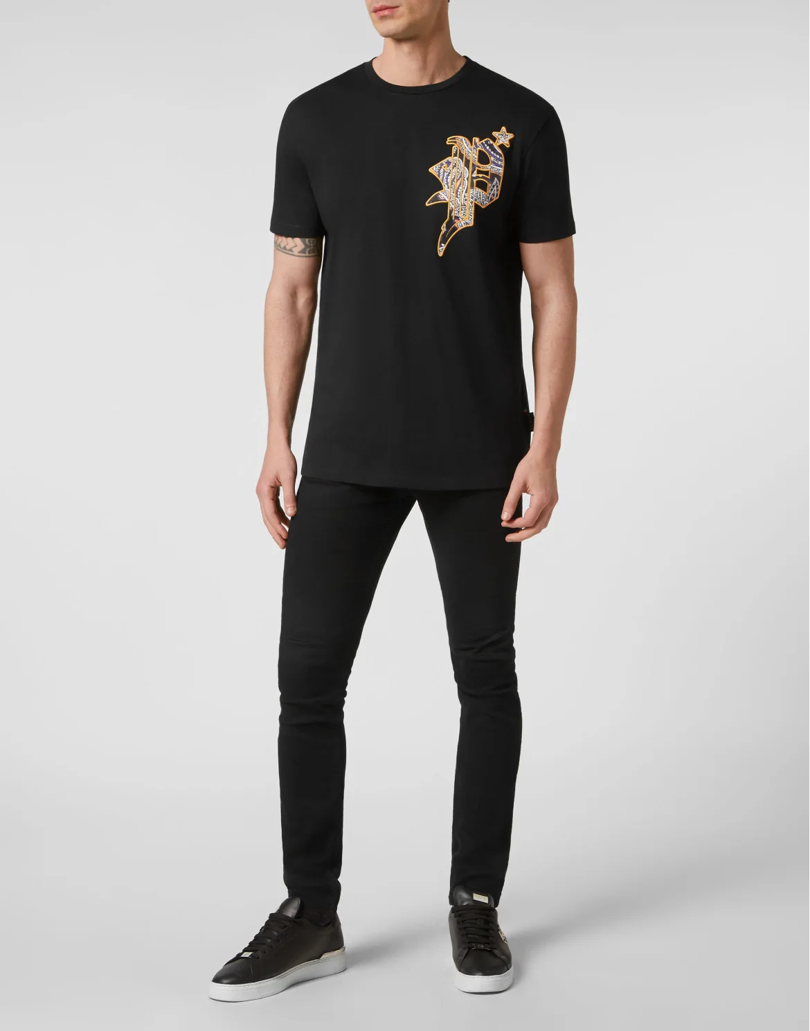 T-shirt Round Neck SS Paisley Gothic Plein, цвет: Черный