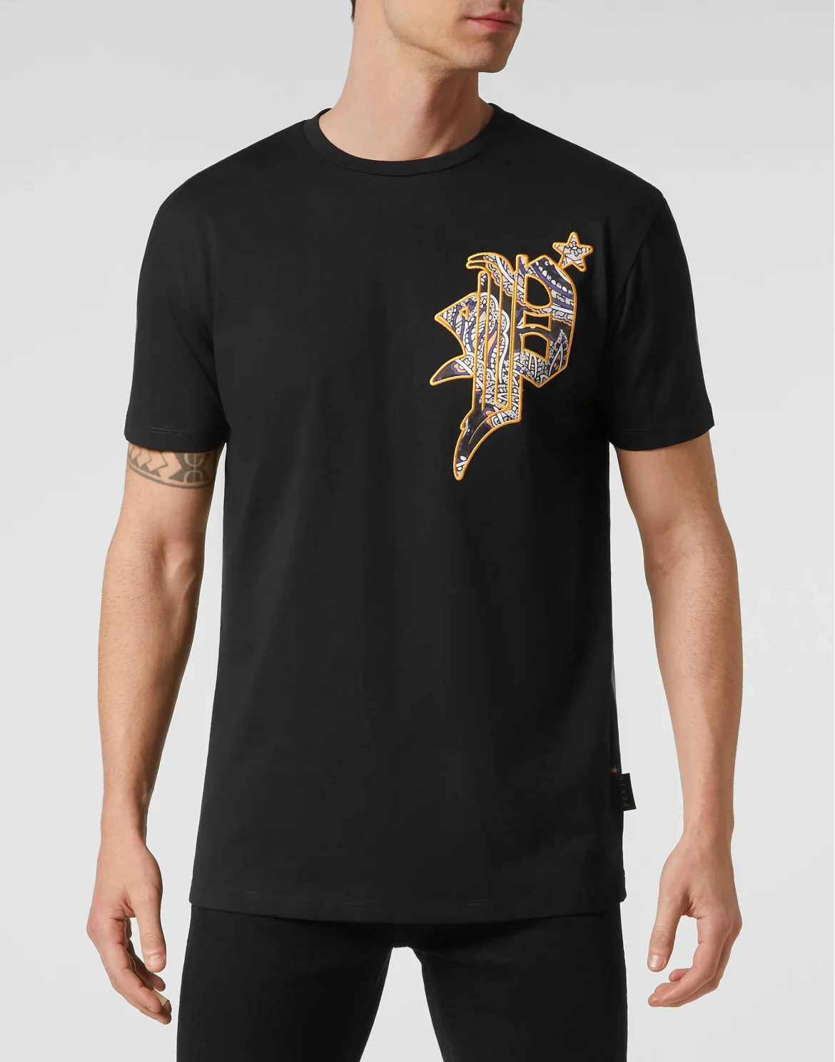 T-shirt Round Neck SS Paisley Gothic Plein, цвет: Черный