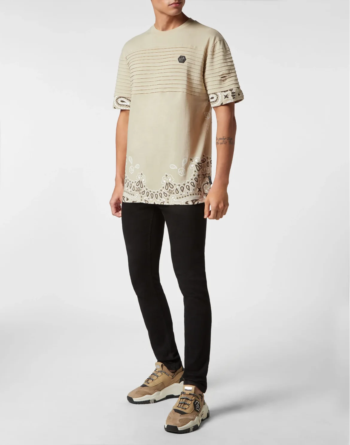 T-shirt Round Neck SS Paisley Bandana, цвет: Бежевый