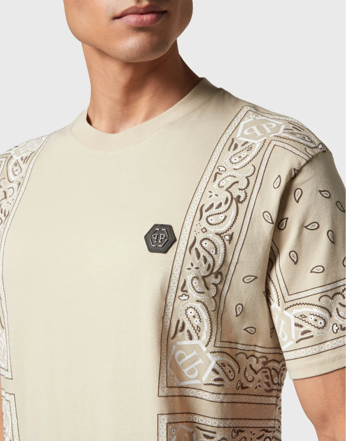 T-shirt Round Neck SS Paisley Bandana, цвет: Бежевый
