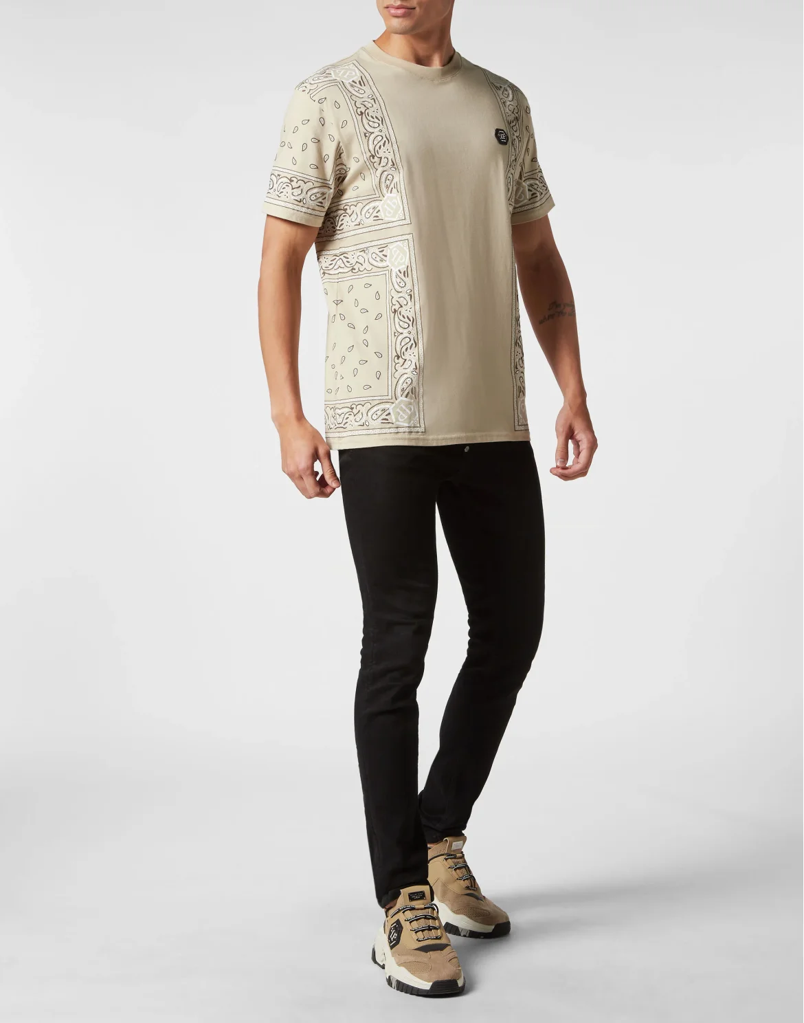 T-shirt Round Neck SS Paisley Bandana, цвет: Бежевый