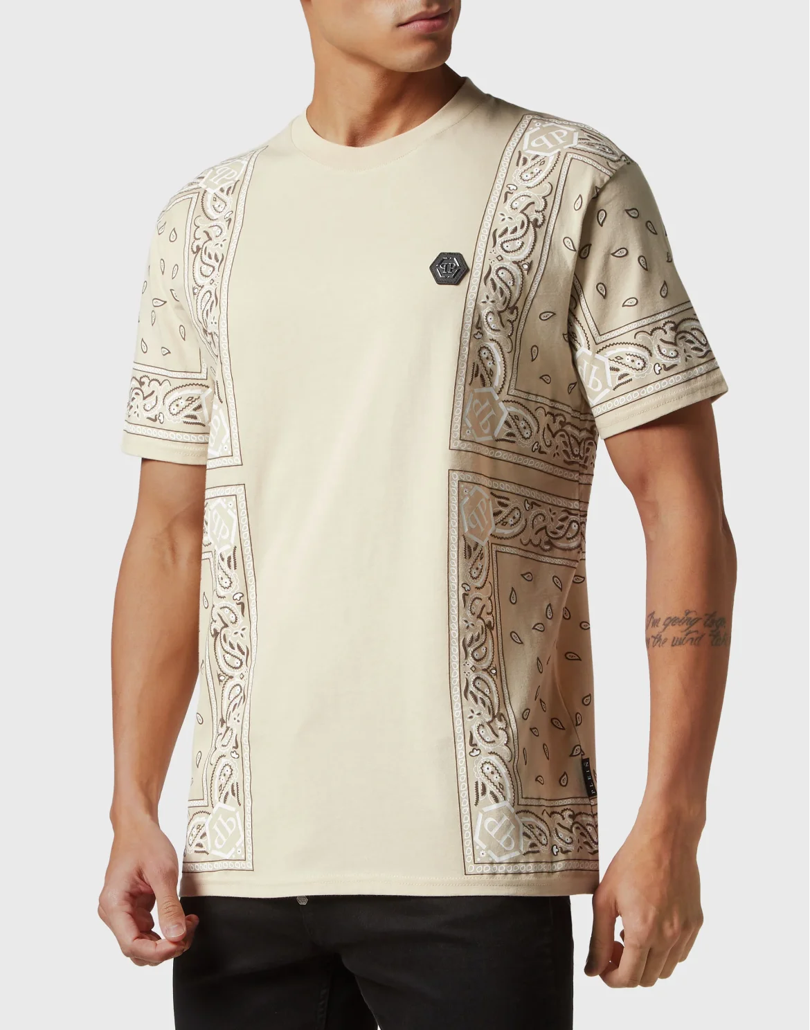T-shirt Round Neck SS Paisley Bandana, цвет: Бежевый