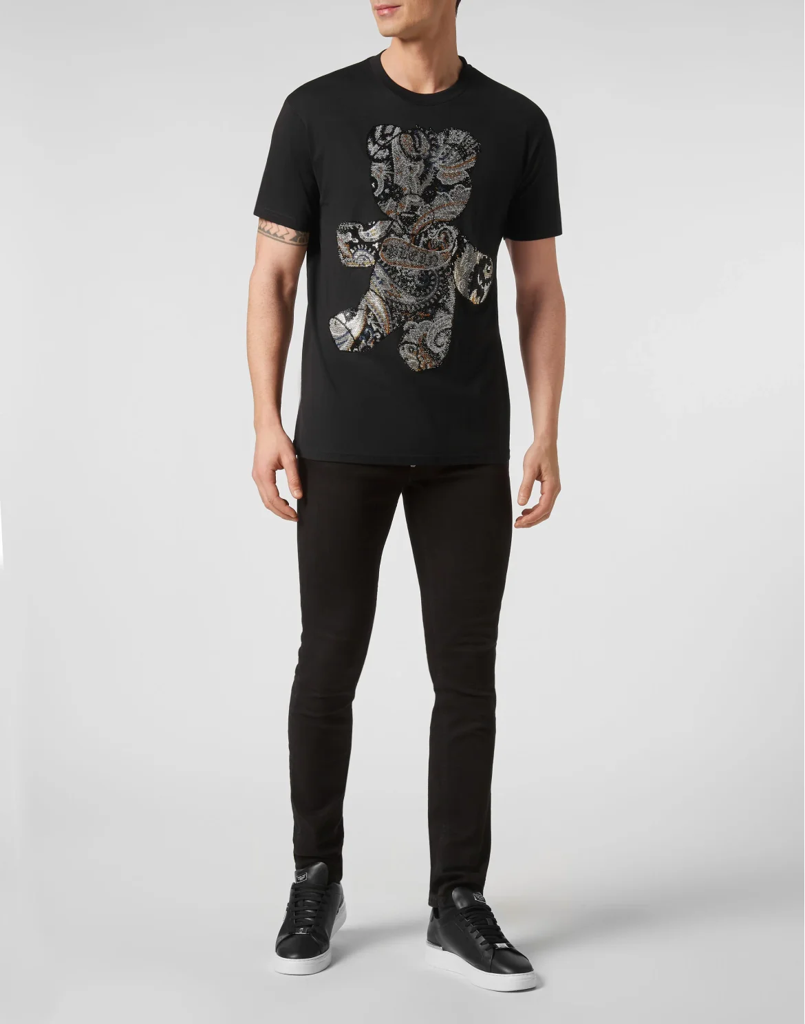 T-shirt Round Neck SS Paisley Teddy Bear, цвет: Черный