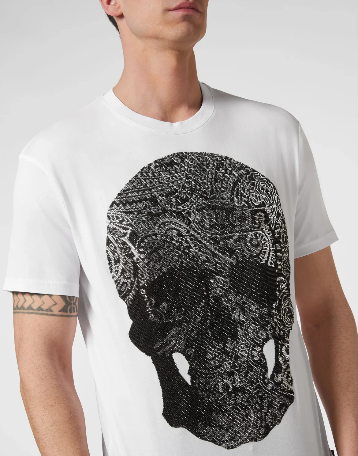 T-shirt Round Neck SS Paisley Strass, цвет: Белый