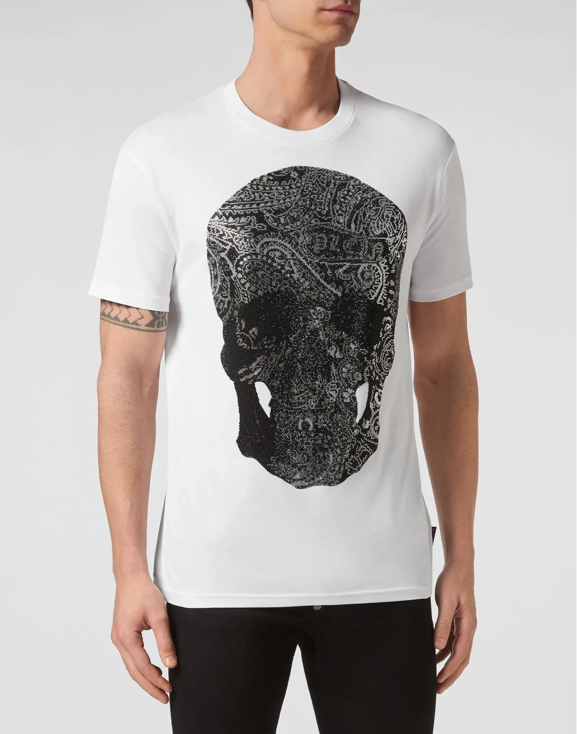 T-shirt Round Neck SS Paisley Strass, цвет: Белый
