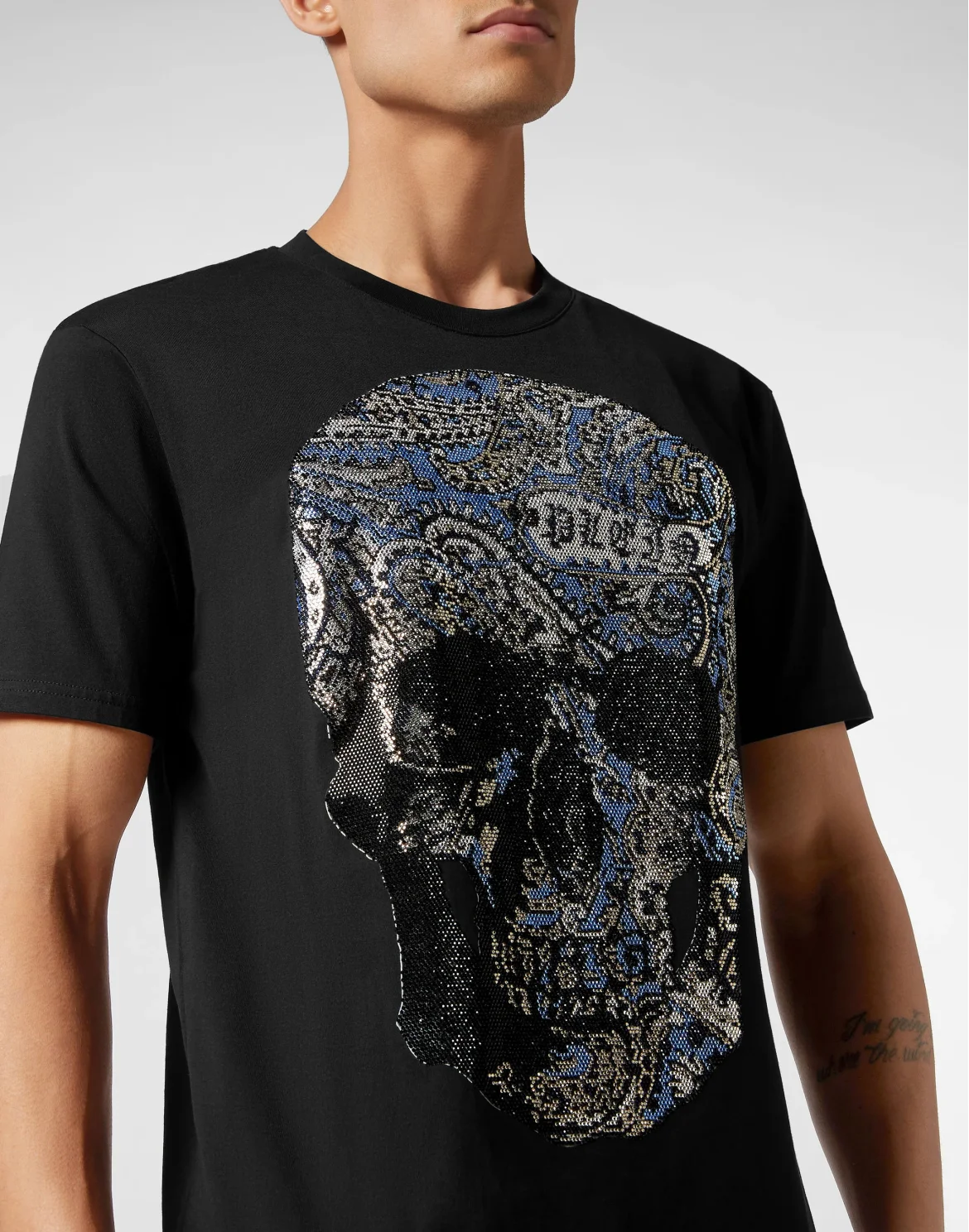 T-shirt Round Neck SS Paisley Strass, цвет: Черный