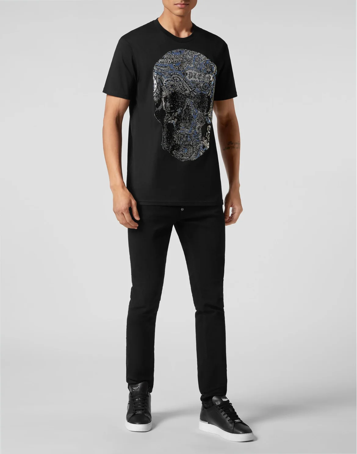 T-shirt Round Neck SS Paisley Strass, цвет: Черный