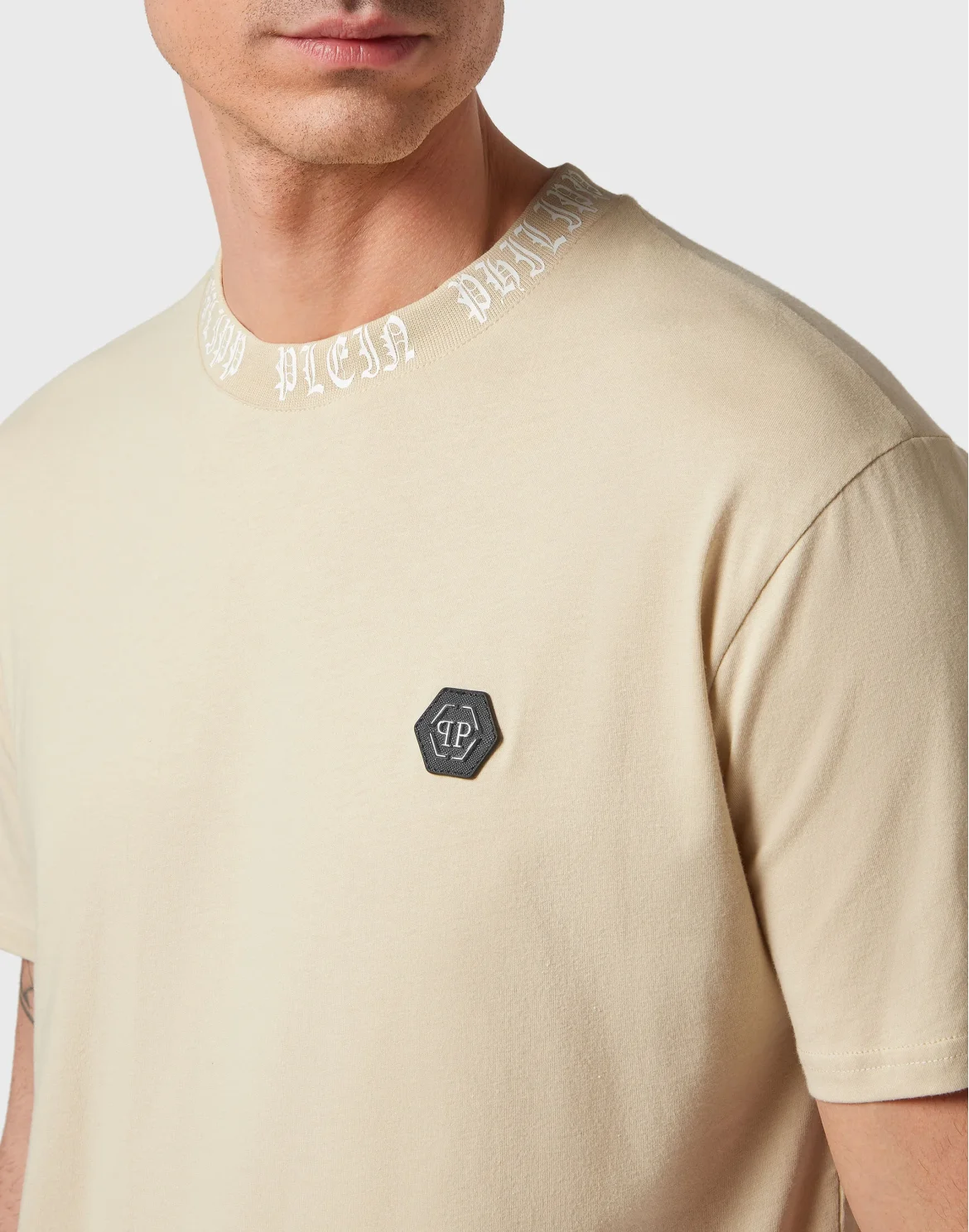 T-shirt Round Neck SS Gothic Plein, цвет: Бежевый