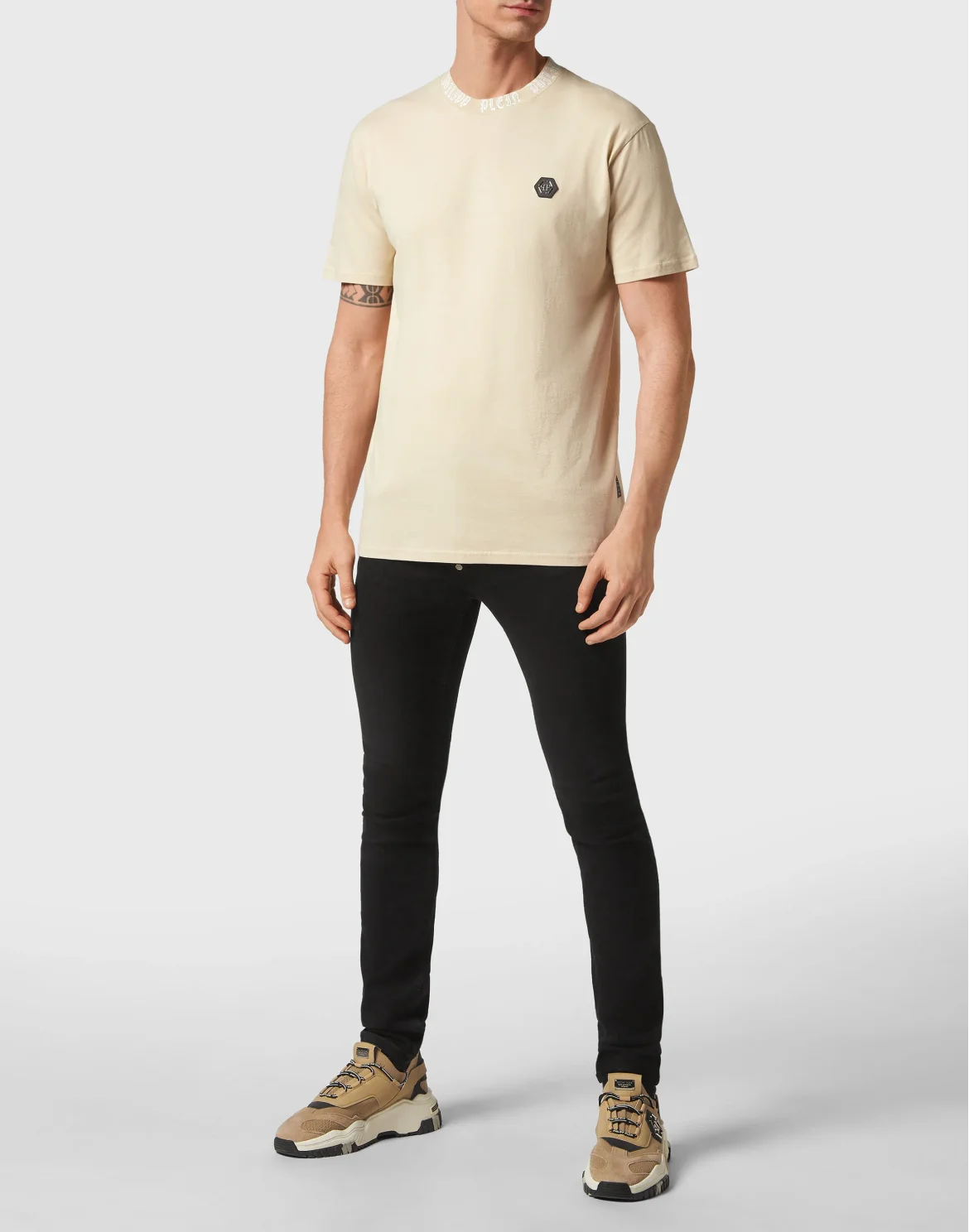 T-shirt Round Neck SS Gothic Plein, цвет: Бежевый