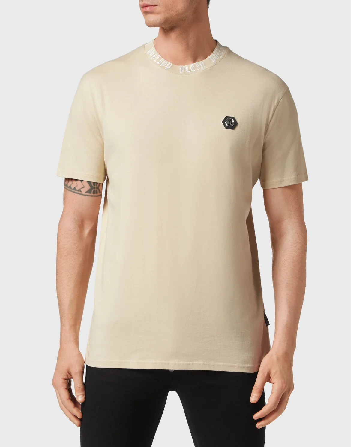 T-shirt Round Neck SS Gothic Plein, цвет: Бежевый