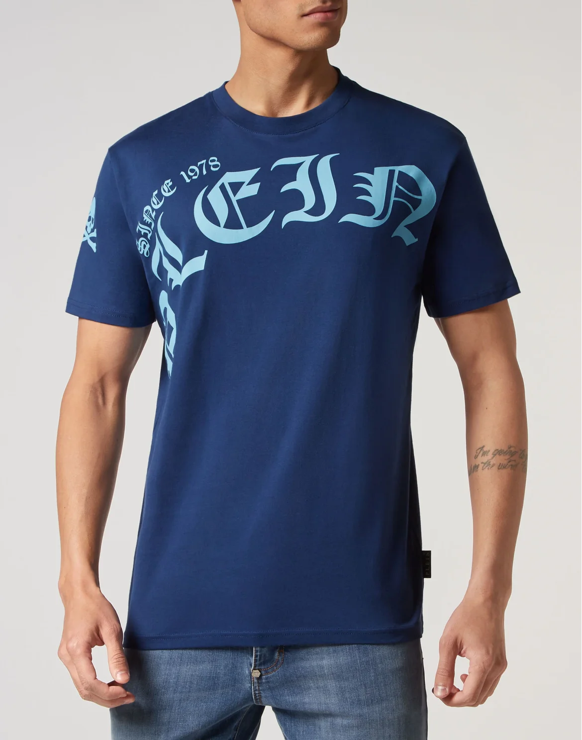 T-shirt Round Neck SS Gothic Plein, цвет: Синий