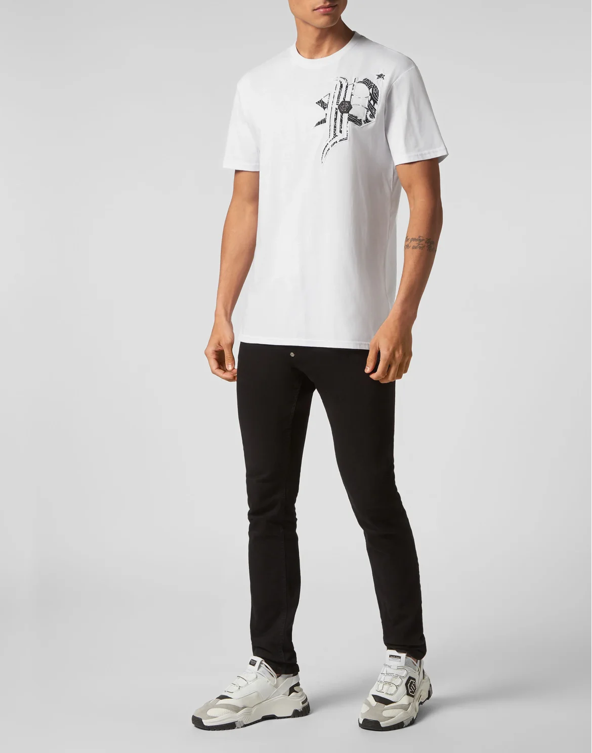 T-shirt Round Neck SS Paisley Gothic Plein, цвет: Белый