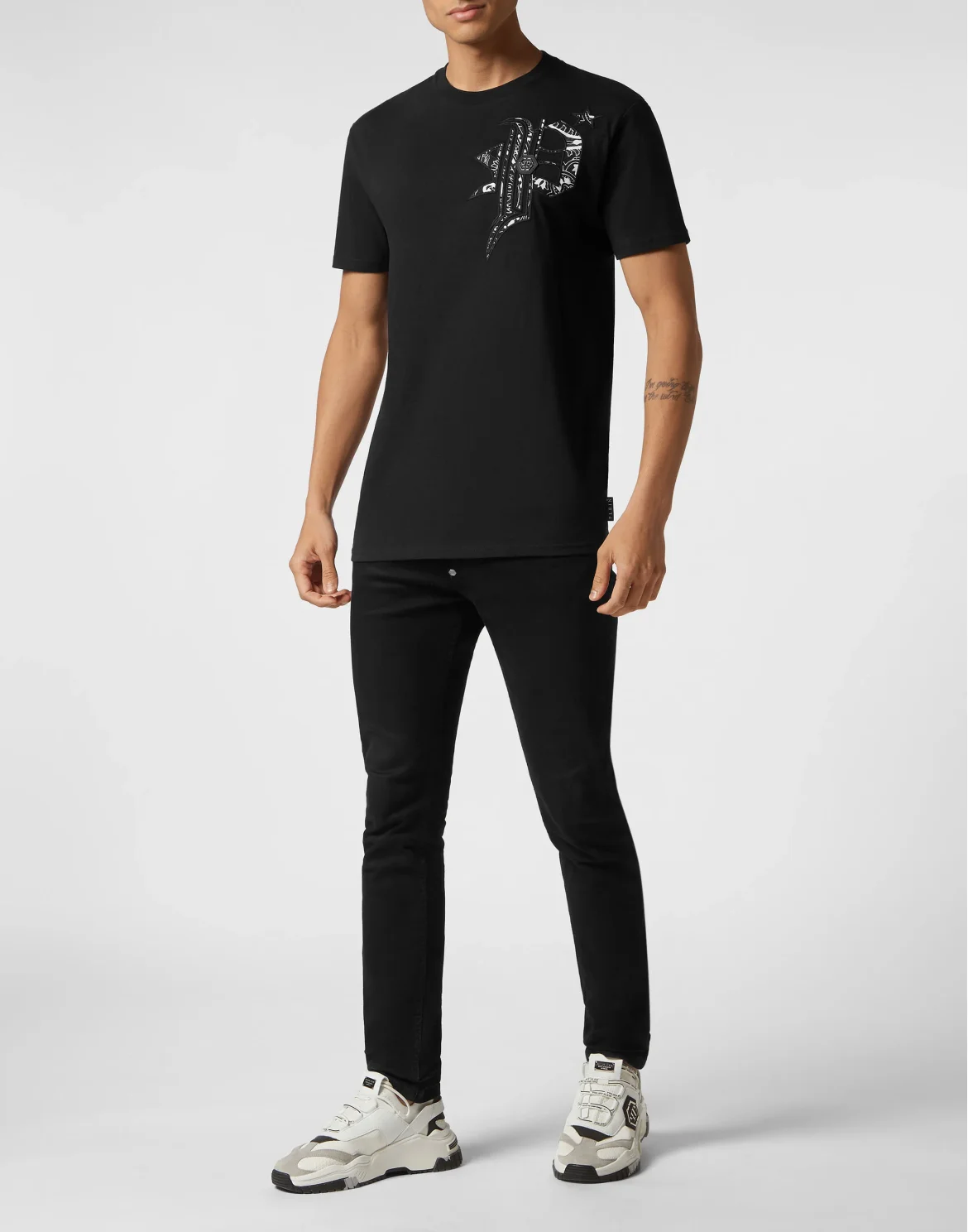T-shirt Round Neck SS Paisley Gothic Plein, цвет: Черный