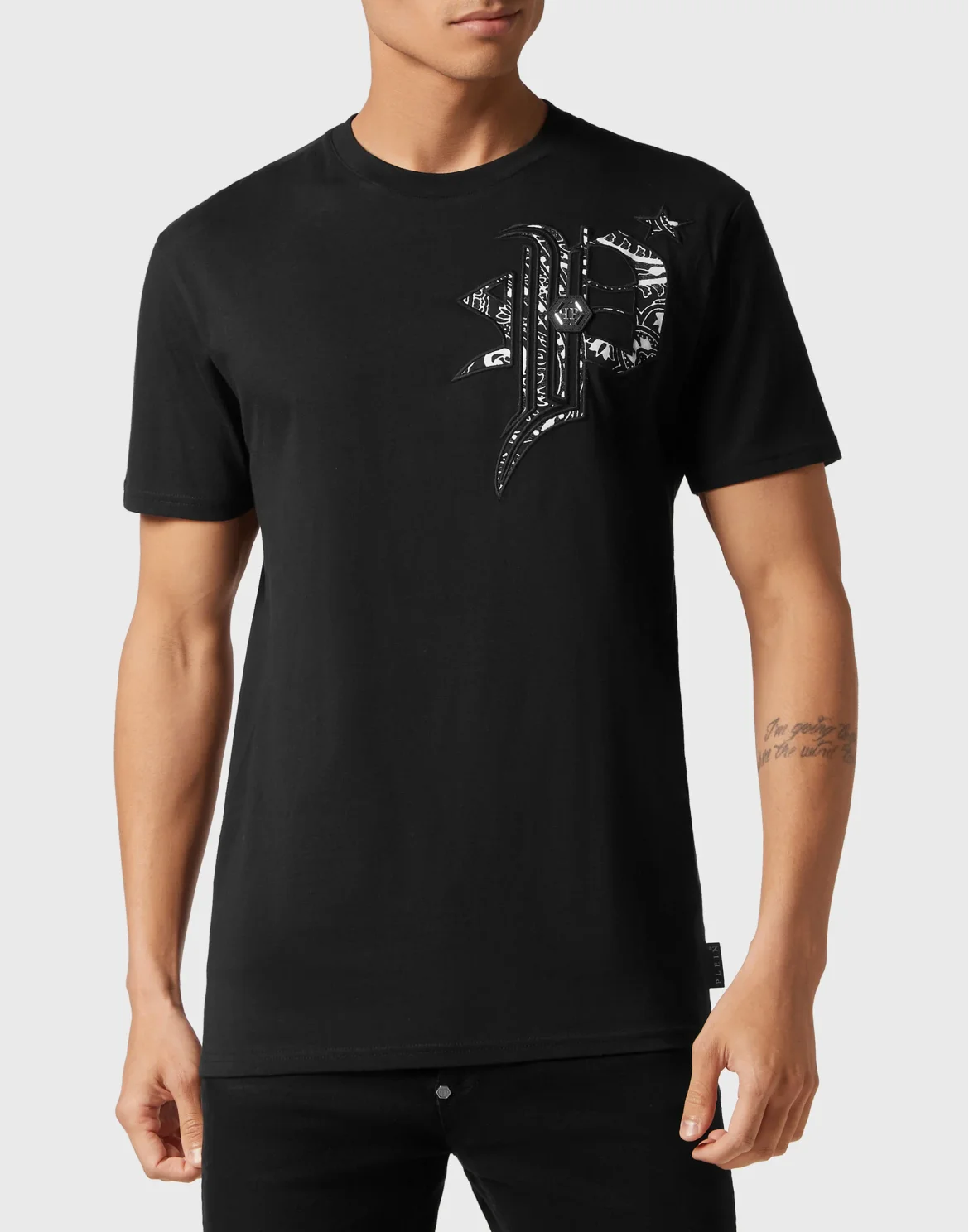T-shirt Round Neck SS Paisley Gothic Plein, цвет: Черный