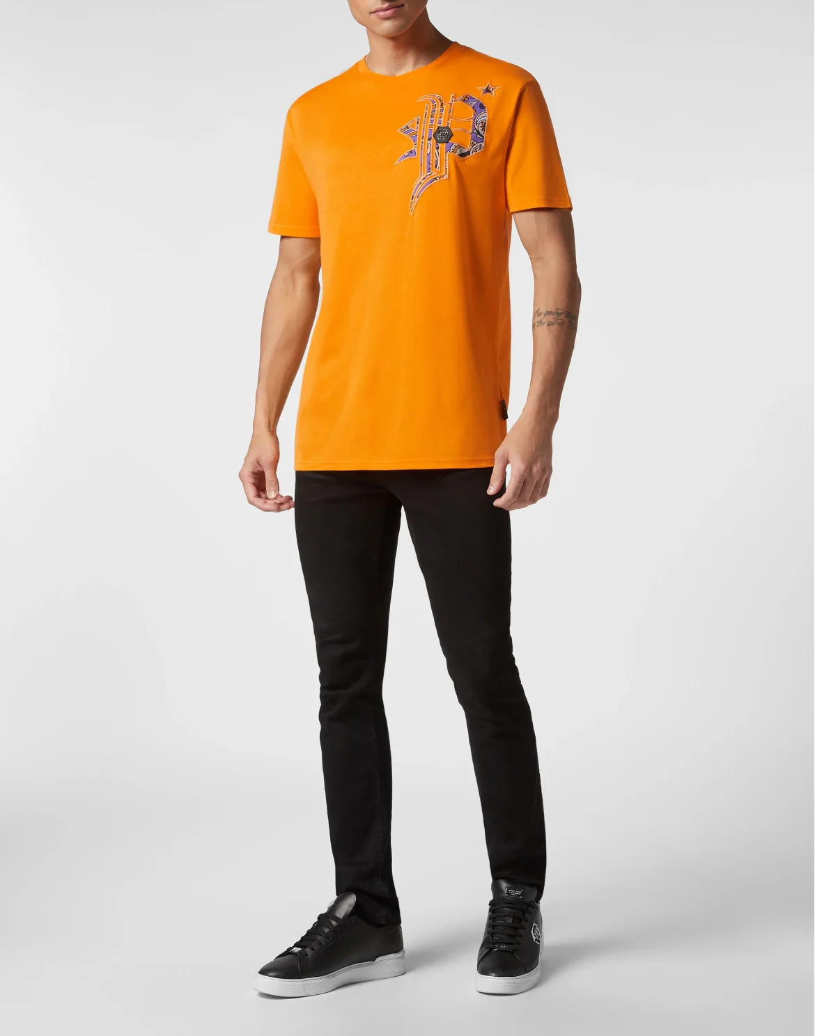 T-shirt Round Neck SS Paisley Gothic Plein, цвет: Оранжевый