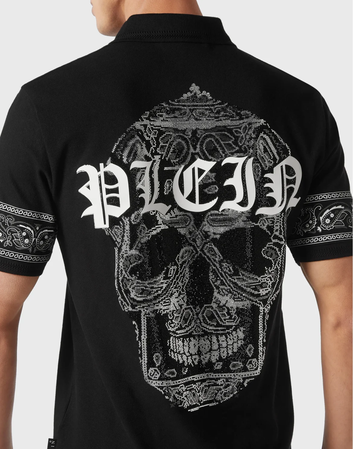 Slim Fit Polo shirt SS Paisley Strass, цвет: Черный