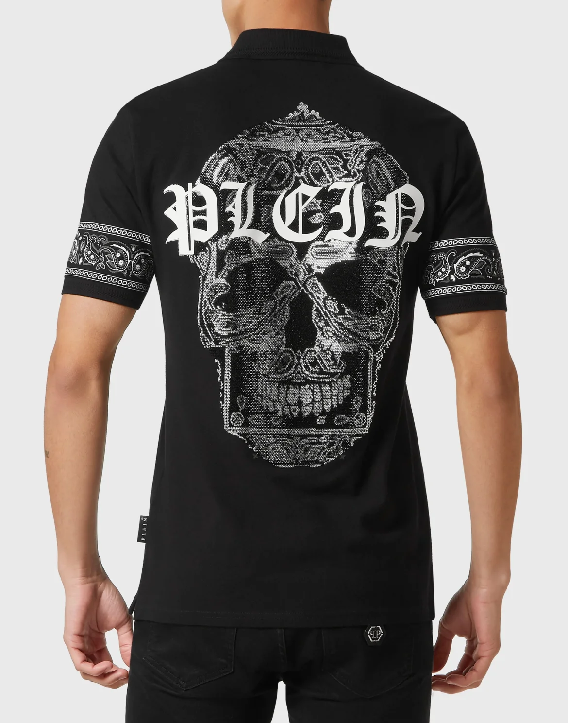 Slim Fit Polo shirt SS Paisley Strass, цвет: Черный
