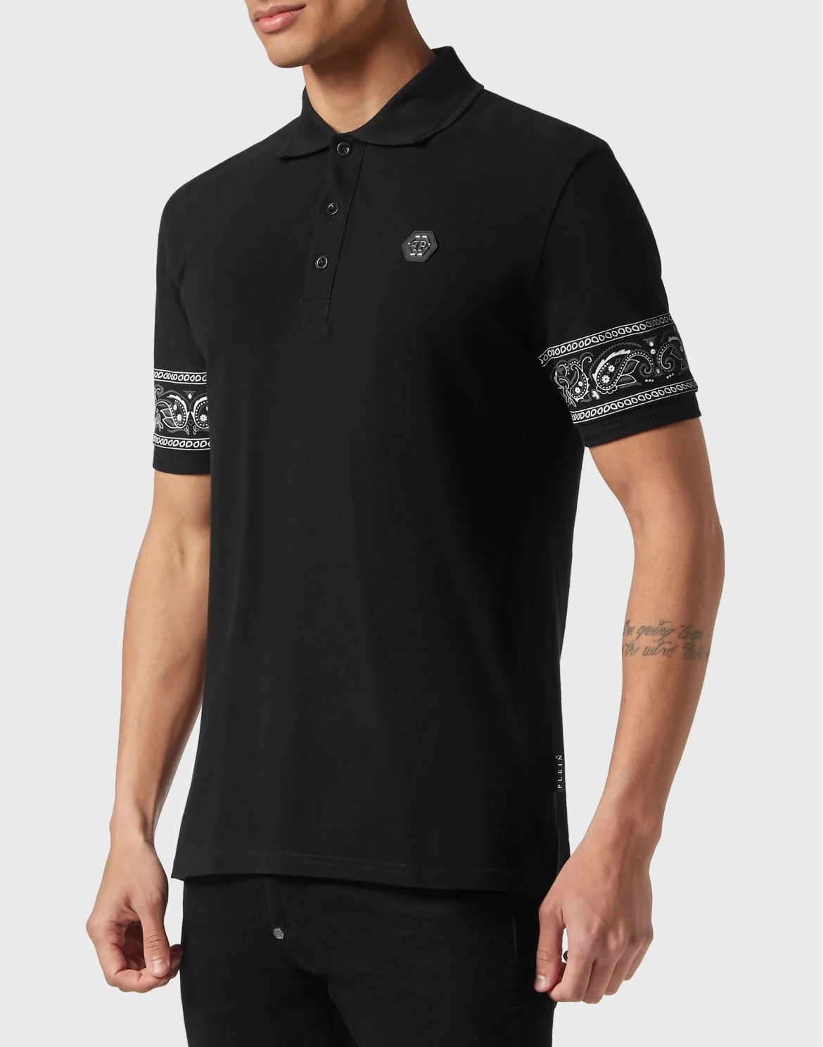 Slim Fit Polo shirt SS Paisley Strass, цвет: Черный