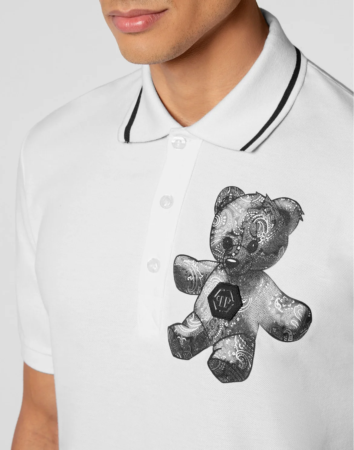 Slim Fit Polo shirt SS Paisley Teddy Bear, цвет: Белый