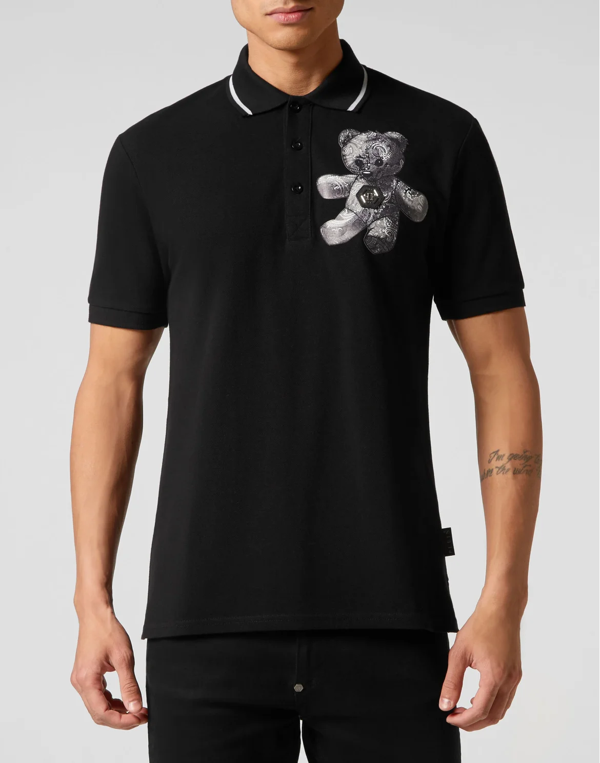 Slim Fit Polo shirt SS Paisley Teddy Bear, цвет: Черный
