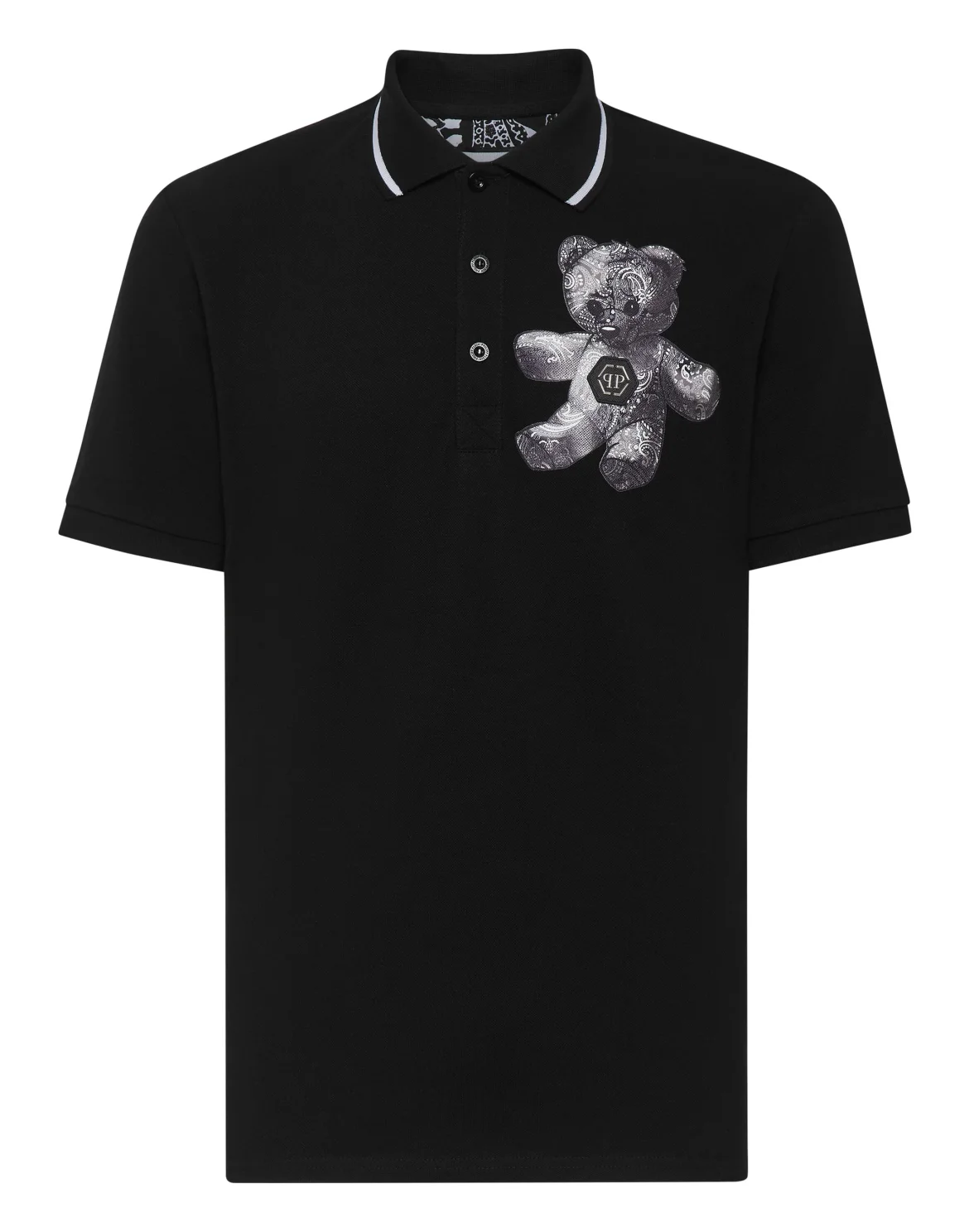 Slim Fit Polo shirt SS Paisley Teddy Bear, цвет: Черный