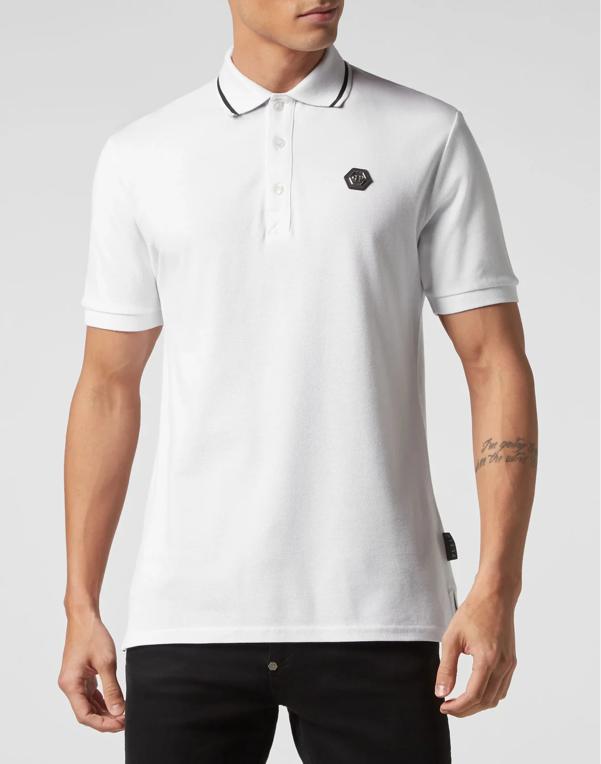 Slim Fit Polo shirt SS Paisley Strass, цвет: Белый