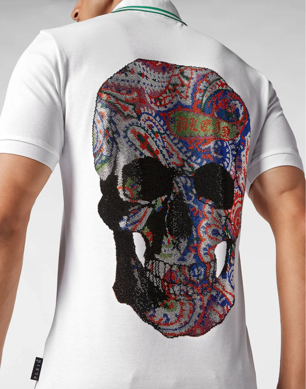 Slim Fit Polo shirt SS Paisley Strass, цвет: Белый