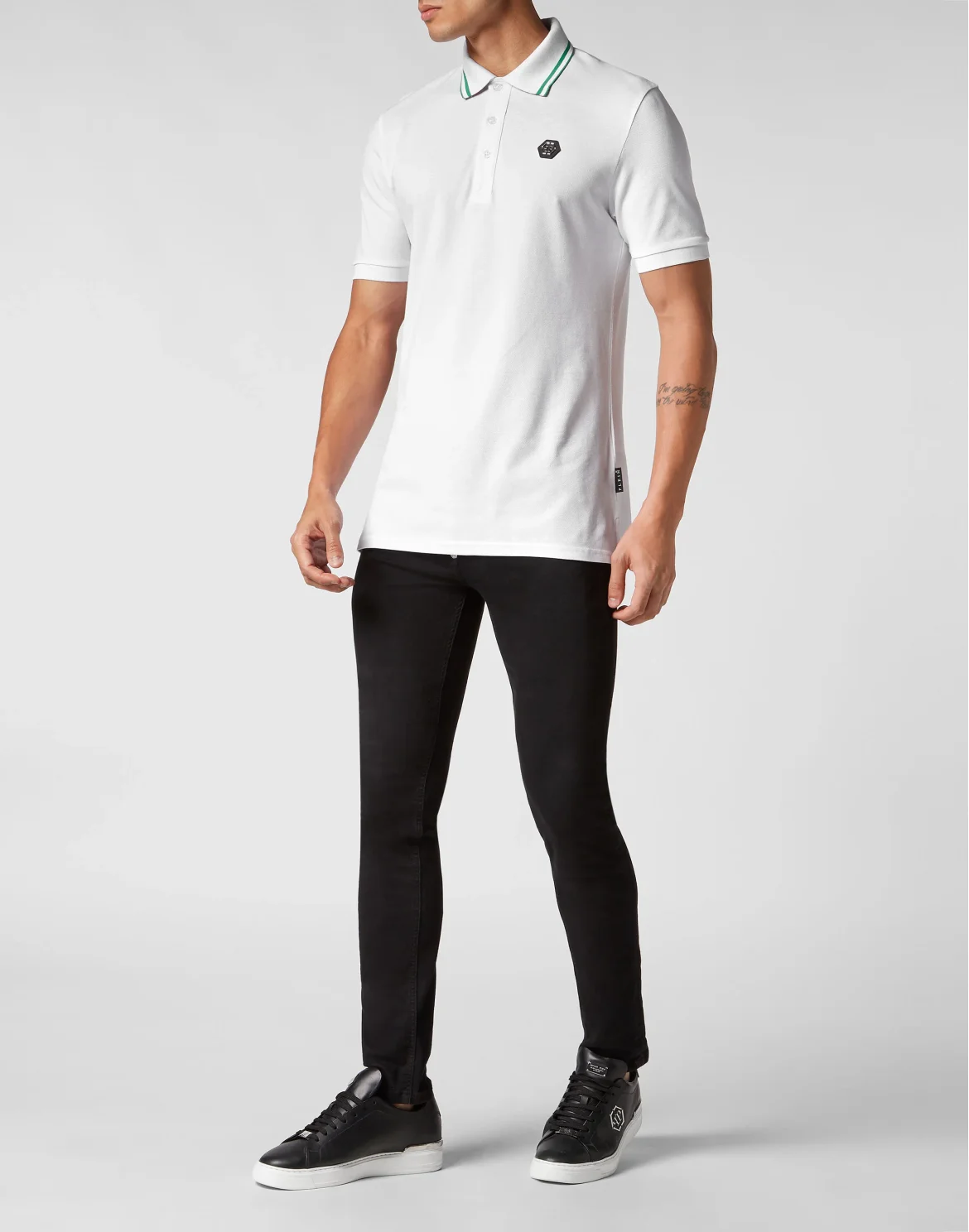 Slim Fit Polo shirt SS Paisley Strass, цвет: Белый