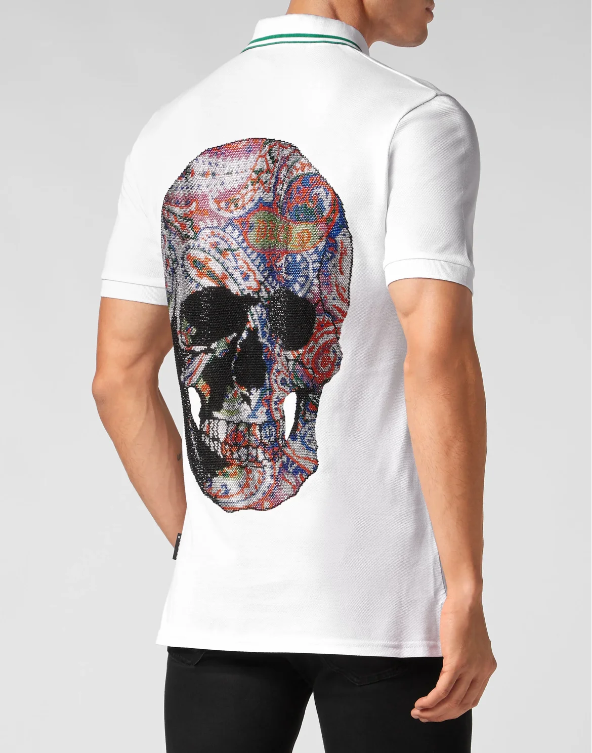 Slim Fit Polo shirt SS Paisley Strass, цвет: Белый