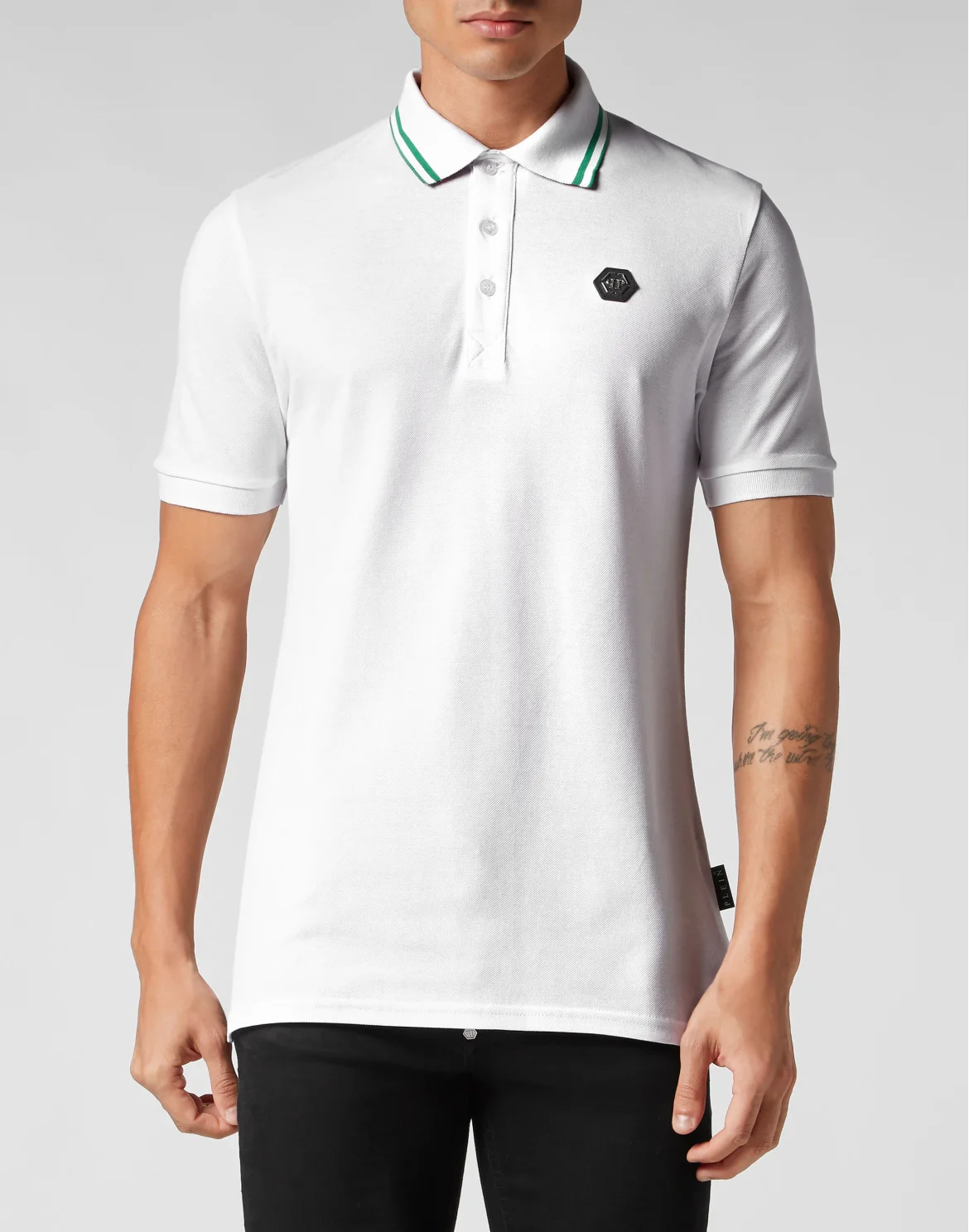 Slim Fit Polo shirt SS Paisley Strass, цвет: Белый