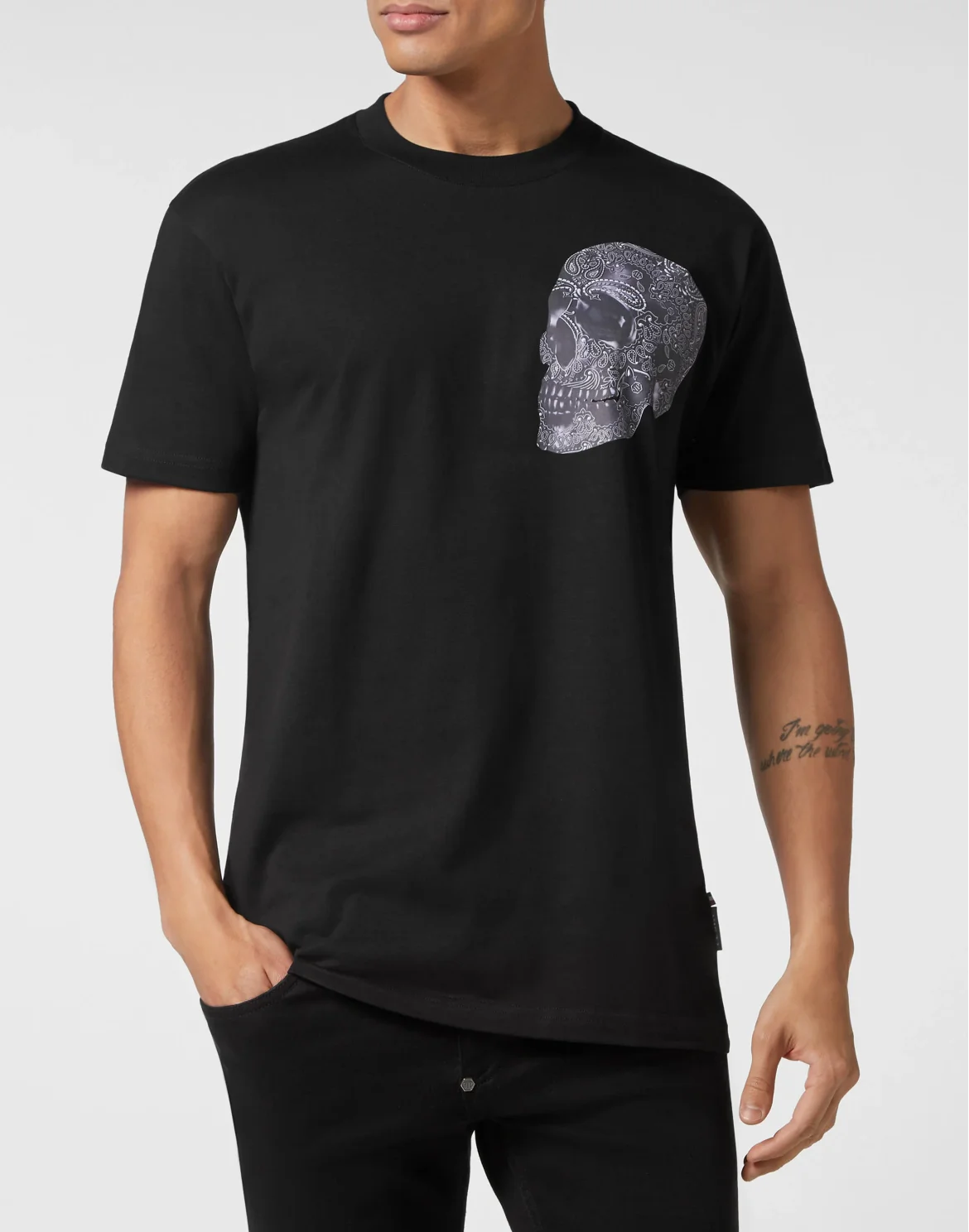 T-shirt Round Neck SS Paisley Skull, цвет: Черный