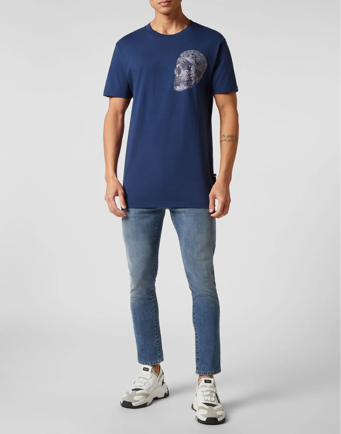 T-shirt Round Neck SS Paisley Skull, цвет: Синий