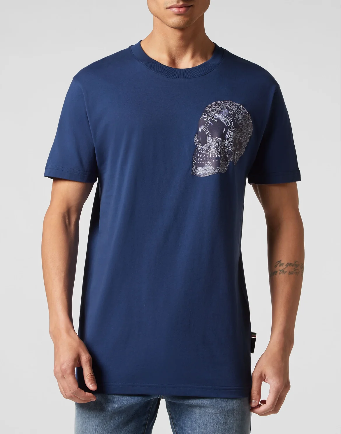 T-shirt Round Neck SS Paisley Skull, цвет: Синий